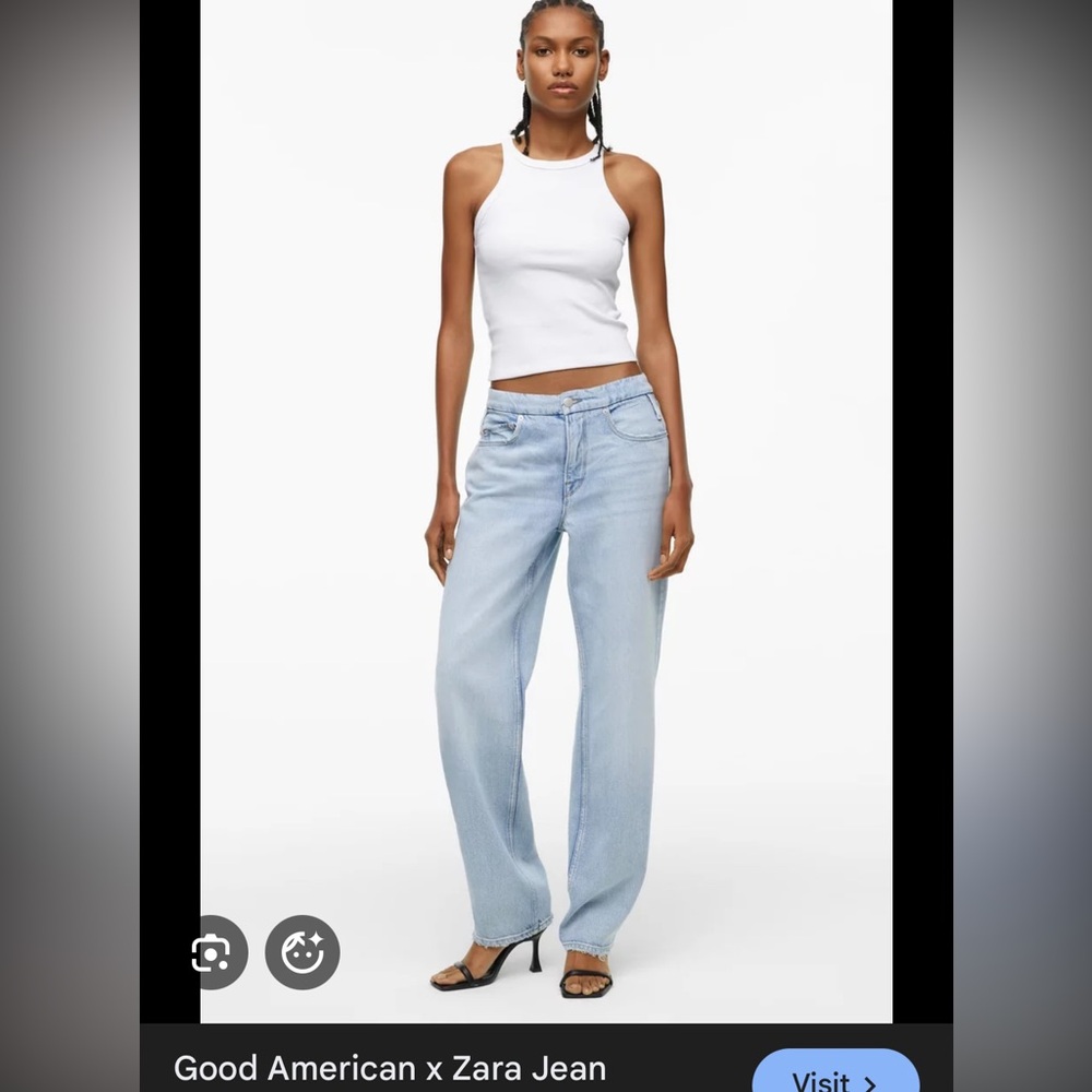 Zara x Good American Light Blue Wide Leg Jeans